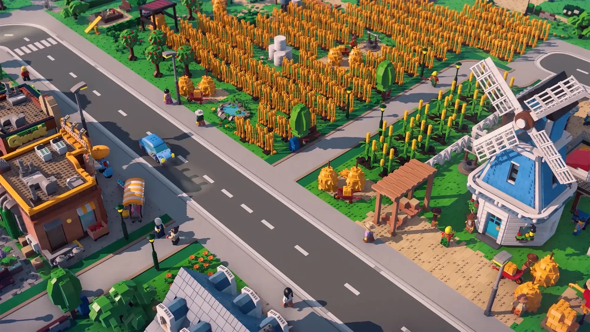 Official LEGO Skylines gameplay view of a farming town